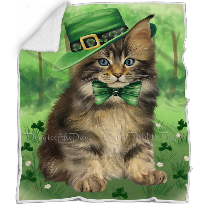 St. Patricks Day Irish Portrait Maine Coon Cat Blanket BLNKT132834