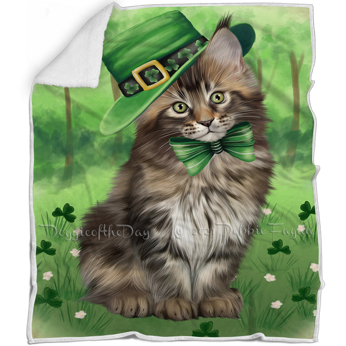 St. Patricks Day Irish Portrait Maine Coon Cat Blanket BLNKT132843