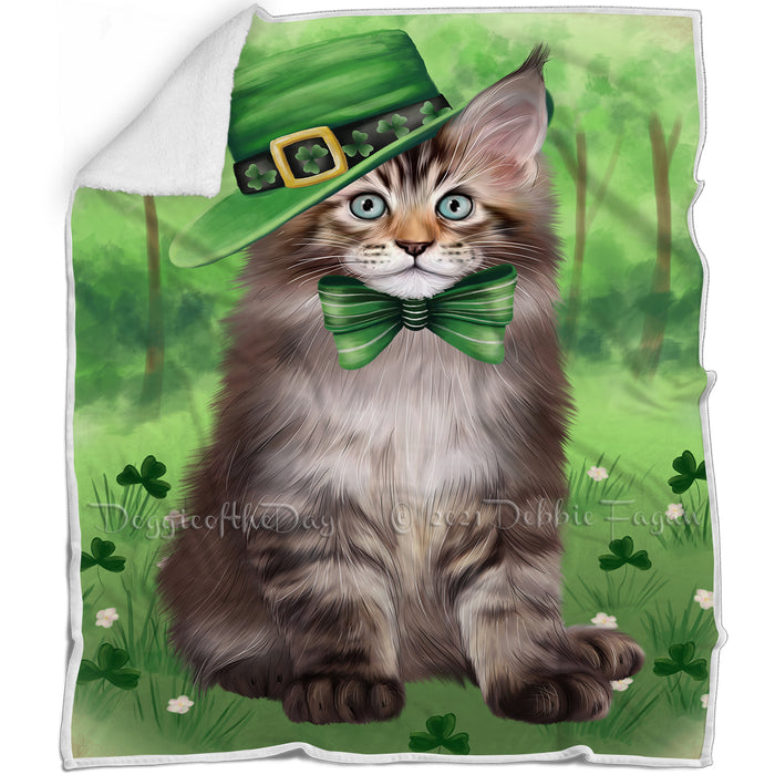 St. Patricks Day Irish Portrait Maine Coon Cat Blanket BLNKT132852