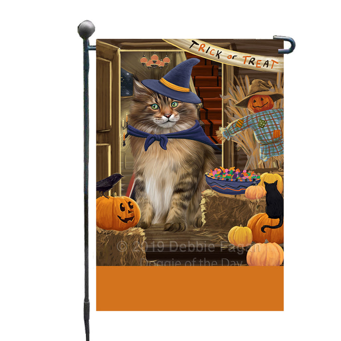 Personalized Enter at Own Risk Trick or Treat Halloween Maine Coon Cat Custom Garden Flags GFLG-DOTD-A59636