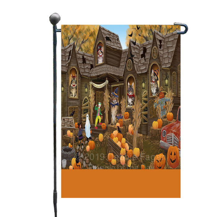 Personalized Haunted House Trick or Treat Halloween Maine Coon Cats Custom Garden Flags GFLG-DOTD-A59637