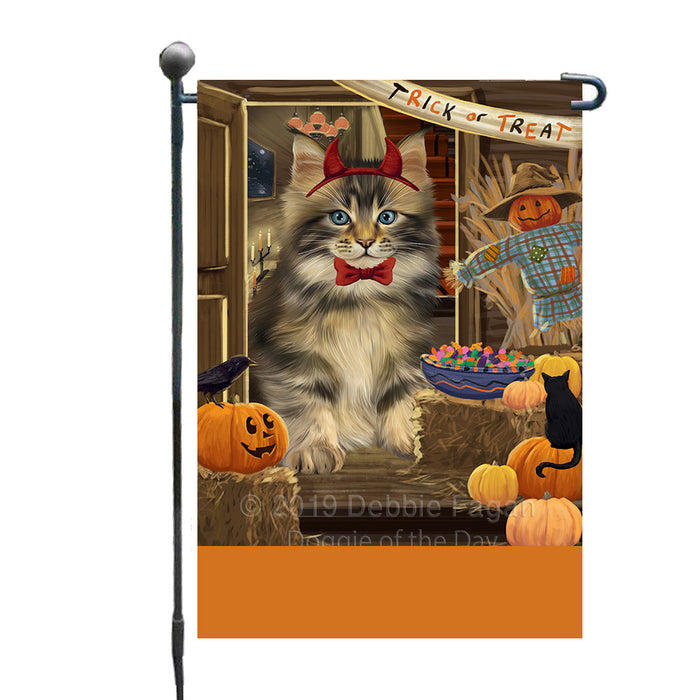 Personalized Enter at Own Risk Trick or Treat Halloween Maine Coon Cat Custom Garden Flags GFLG-DOTD-A59639