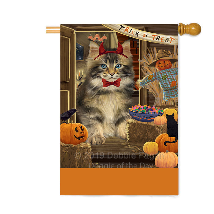Personalized Enter at Own Risk Trick or Treat Halloween Maine Coon Cat Custom House Flag FLG-DOTD-A59695