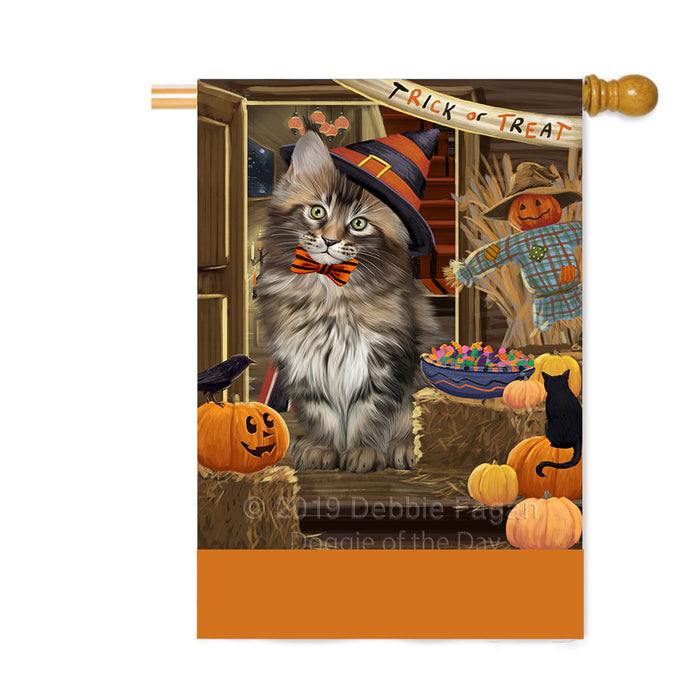 Personalized Enter at Own Risk Trick or Treat Halloween Maine Coon Cat Custom House Flag FLG-DOTD-A59696