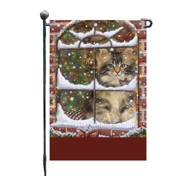Personalized Please Come Home For Christmas Maine Coon Cat Sitting In Window Custom Garden Flags GFLG-DOTD-A60176