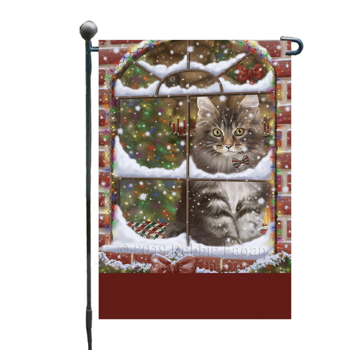 Personalized Please Come Home For Christmas Maine Coon Cat Sitting In Window Custom Garden Flags GFLG-DOTD-A60178