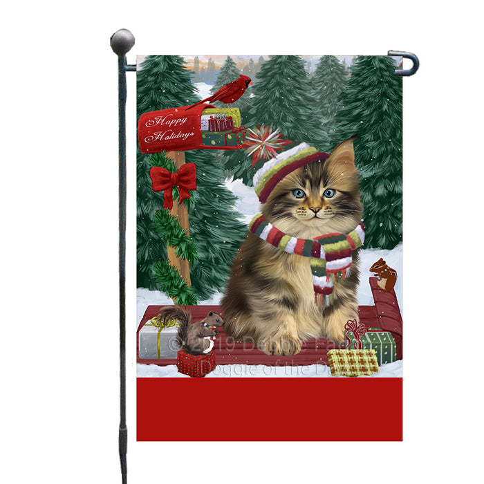 Personalized Merry Christmas Woodland Sled  Maine Coon Cat Custom Garden Flags GFLG-DOTD-A61625