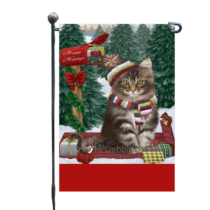 Personalized Merry Christmas Woodland Sled  Maine Coon Cat Custom Garden Flags GFLG-DOTD-A61626