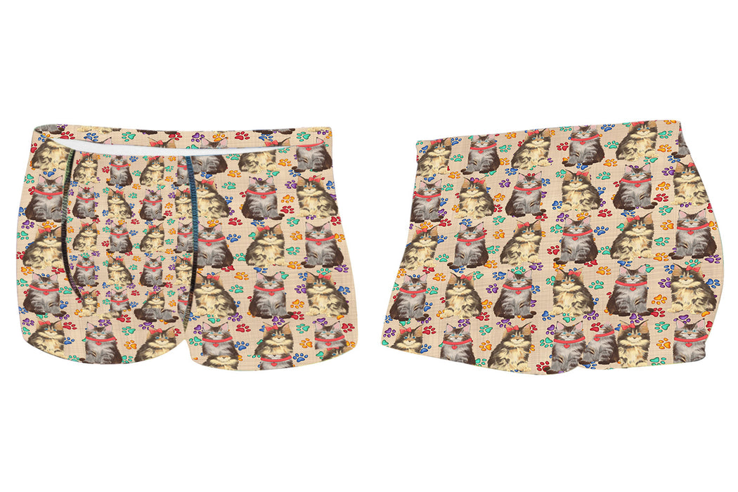 Rainbow Paw Print Maine Coon Cats RedMen's All Over Print Boxer Briefs
