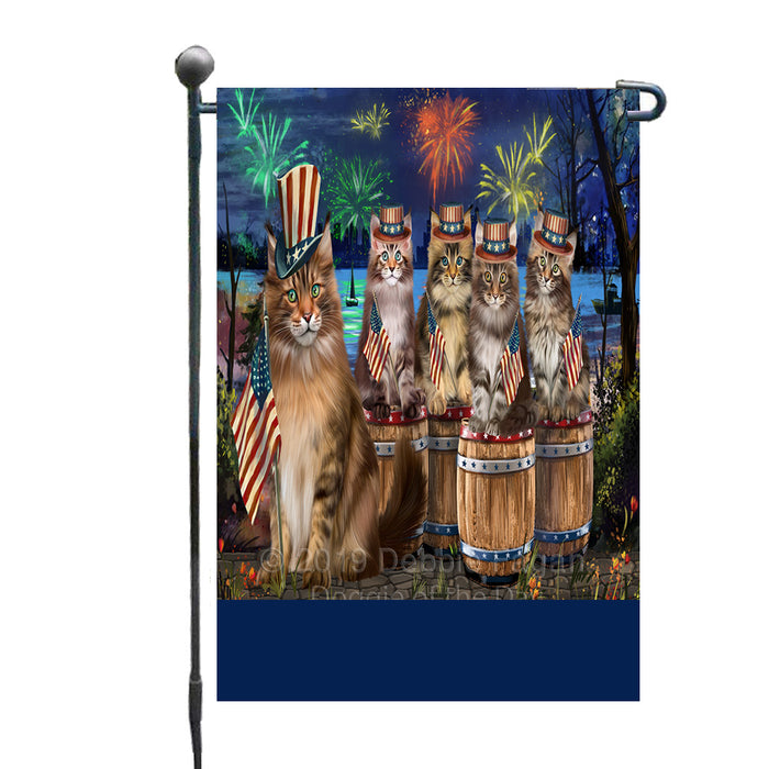 Personalized 4th of July Firework Maine Coon Cats Custom Garden Flags GFLG-DOTD-A57974