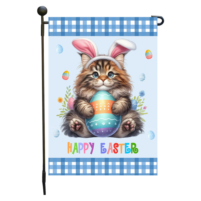 Maine Coon Cat Easter Day Garden Flags for Outdoor Decorations - Double Sided Yard Lawn Easter Festival Decorative Gift - Holiday Cats Flag Decor 12 1/2"w x 18"h