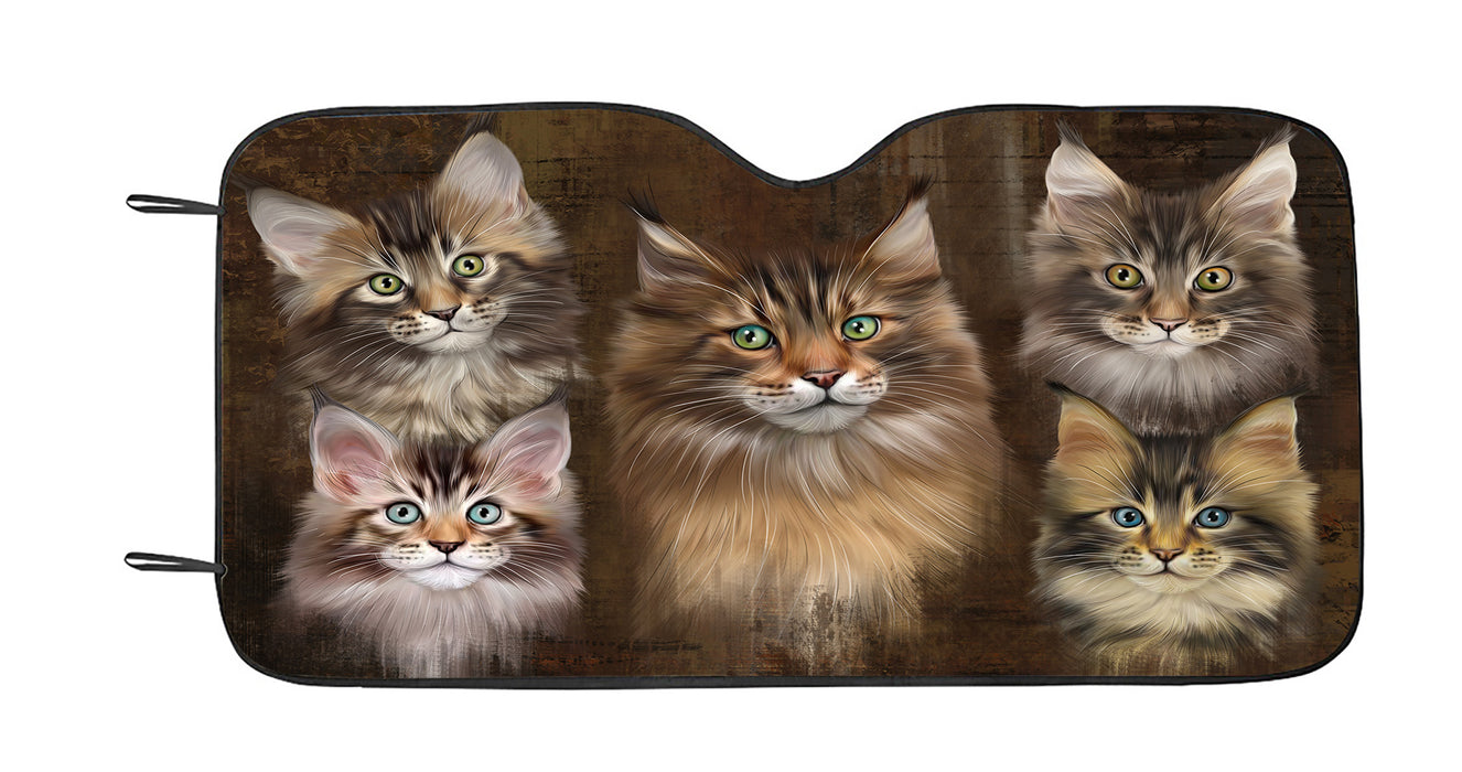 Rustic Maine Coon Cats Car Sun Shade