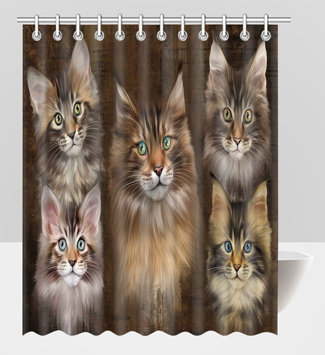 Rustic Maine Coon Cats Shower Curtain