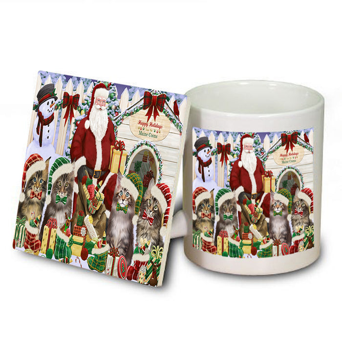 Christmas Dog House Maine Coons Cat Mug and Coaster Set MUC52599