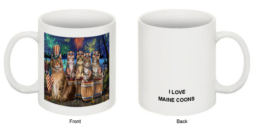 4th of July Independence Day Firework Maine Coon Cats Coffee Mug MUG49509