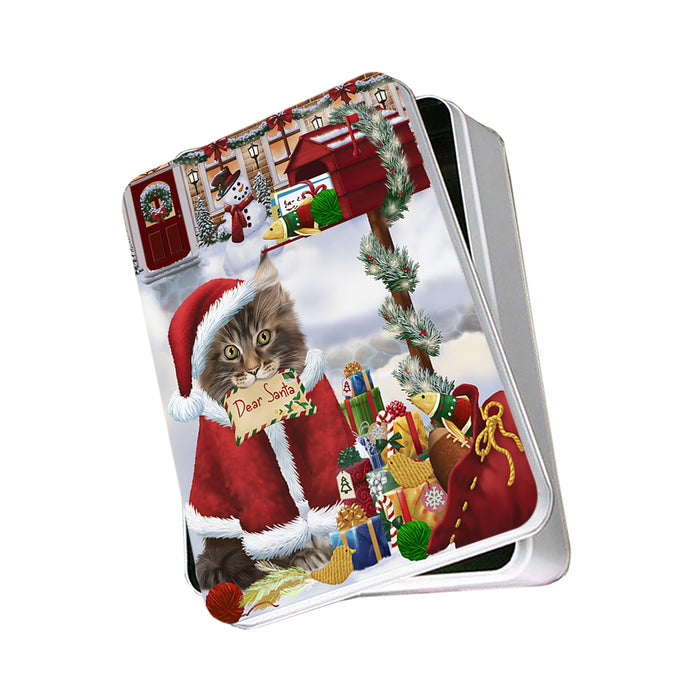 Maine Coon Cat Dear Santa Letter Christmas Holiday Mailbox Photo Storage Tin PITN53544