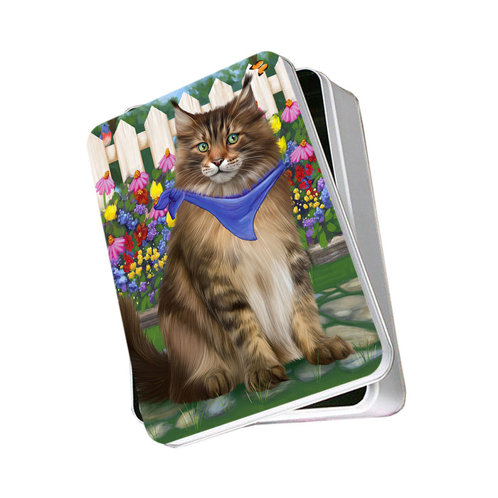 Spring Floral Maine Coon Cat Photo Storage Tin PITN52267