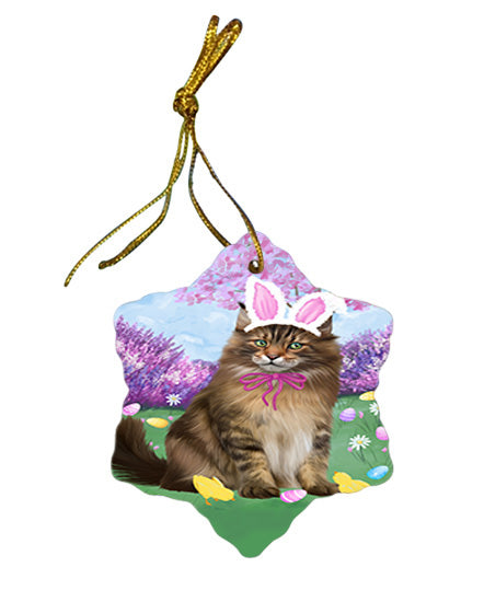 Easter Holiday Maine Coon Cat Star Porcelain Ornament SPOR57317