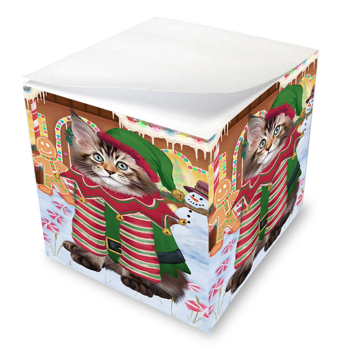 Christmas Gingerbread House Candyfest Maine Coon Cat Note Cube NOC54518