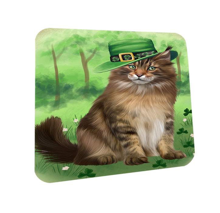 St. Patricks Day Irish Portrait Maine Coon Cat Coasters Set of 4 CST56978