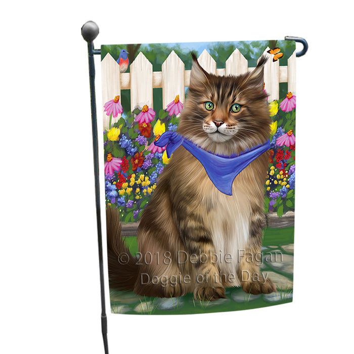Spring Floral Maine Coon Cat Garden Flag GFLG52212