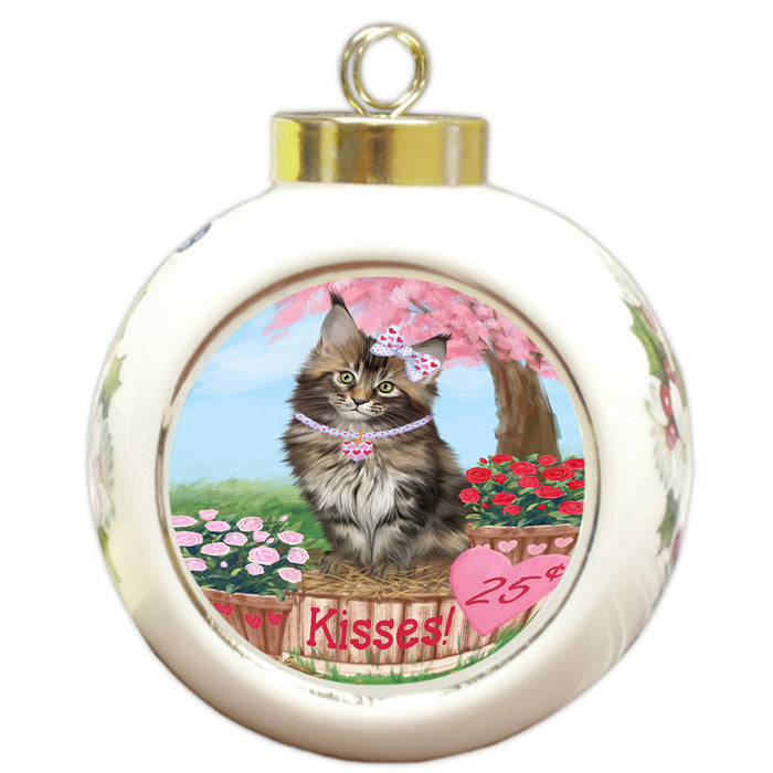 Rosie 25 Cent Kisses Maine Coon Cat Round Ball Christmas Ornament RBPOR56320