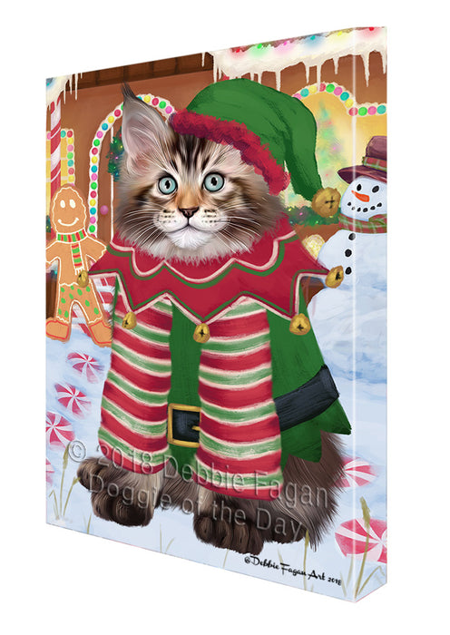 Christmas Gingerbread House Candyfest Maine Coon Cat Canvas Print Wall Art Décor CVS130238