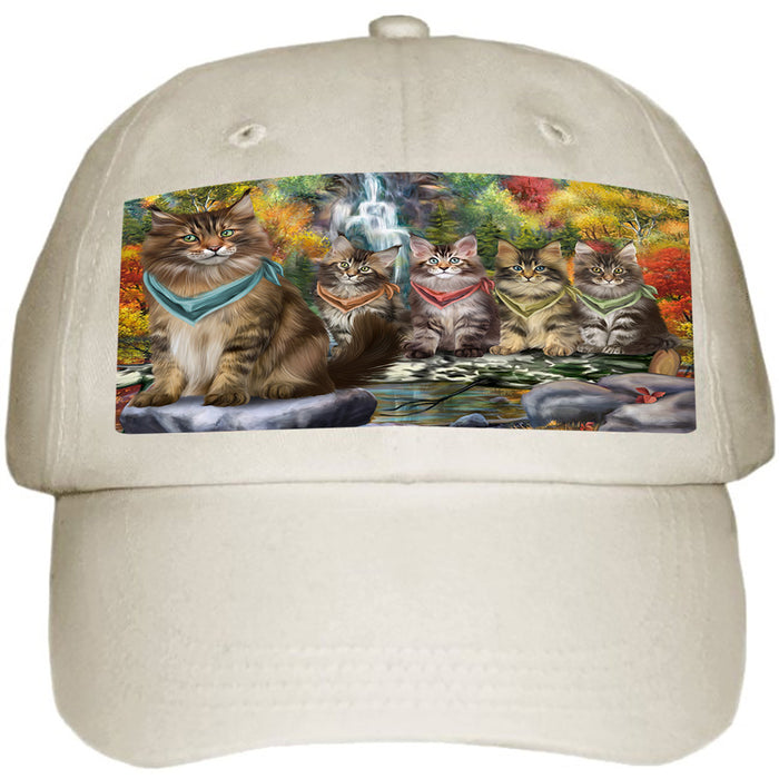Scenic Waterfall Maine Coons Cat Ball Hat Cap HAT59475