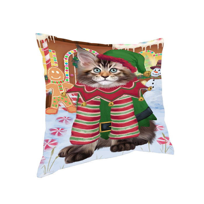 Christmas Gingerbread House Candyfest Maine Coon Cat Pillow PIL80076