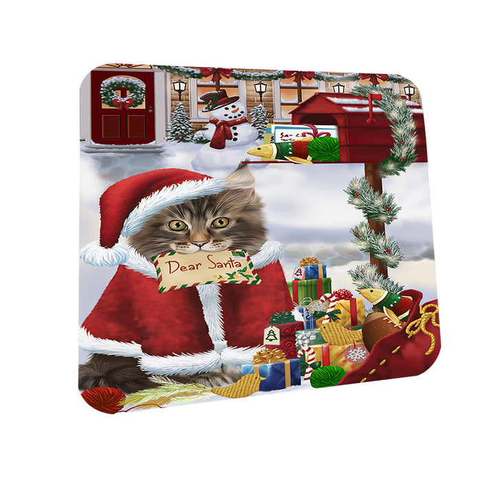 Maine Coon Cat Dear Santa Letter Christmas Holiday Mailbox Coasters Set of 4 CST53502
