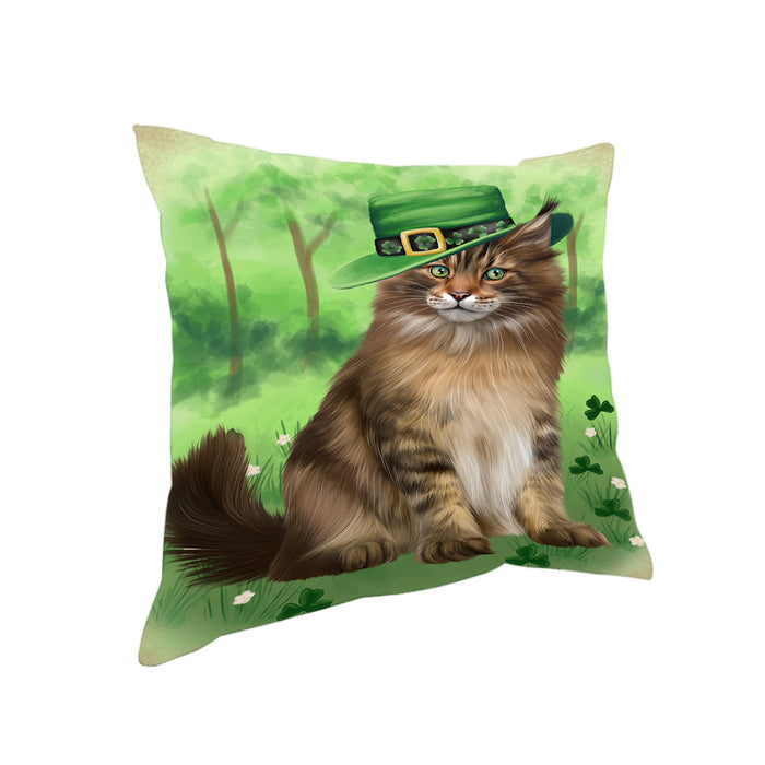 St. Patricks Day Irish Portrait Maine Coon Cat Pillow PIL86192