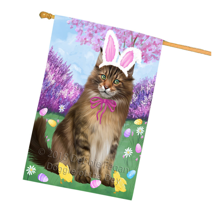 Easter Holiday Maine Coon Cat House Flag FLG57622