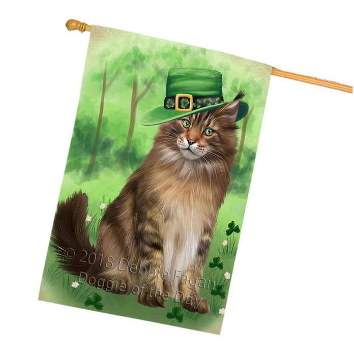St. Patricks Day Irish Portrait Maine Coon Cat House Flag FLG65044