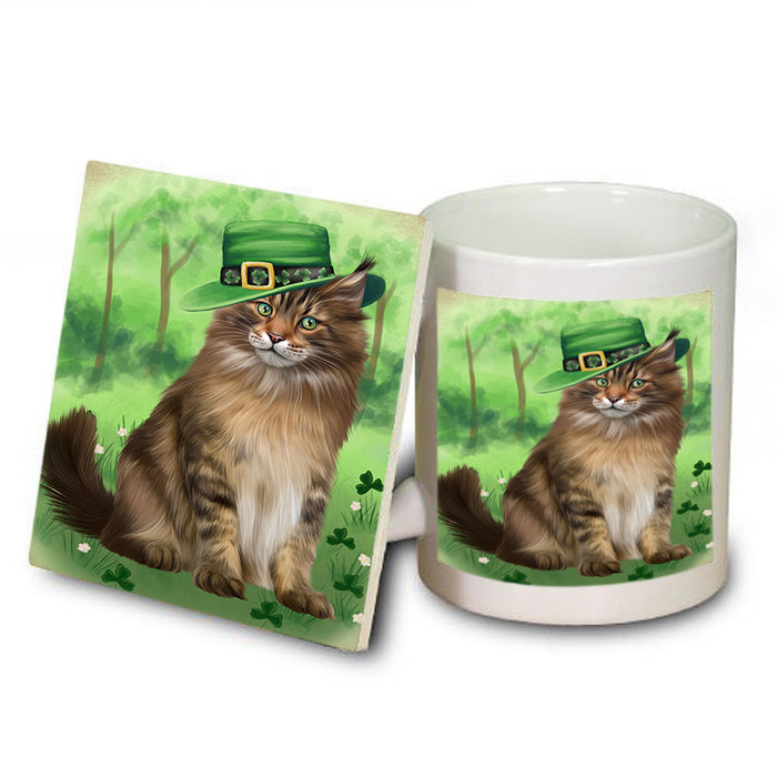 St. Patricks Day Irish Portrait Maine Coon Cat Mug and Coaster Set MUC57012