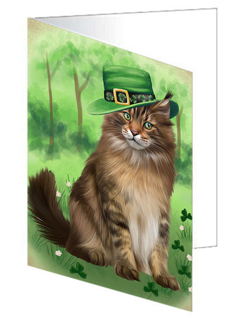 St. Patricks Day Irish Portrait Maine Coon Cat Handmade Artwork Assorted Pets Greeting Cards and Note Cards with Envelopes for All Occasions and Holiday Seasons GCD76574