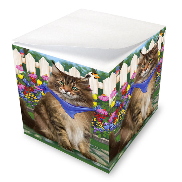 Spring Floral Maine Coon Cat Note Cube NOC52215