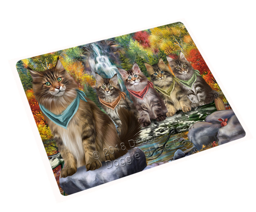 Scenic Waterfall Maine Coons Cat Large Refrigerator / Dishwasher Magnet RMAG71982