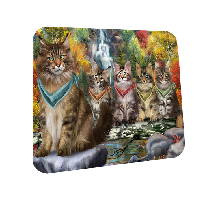 Scenic Waterfall Maine Coons Cat Coasters Set of 4 CST51873
