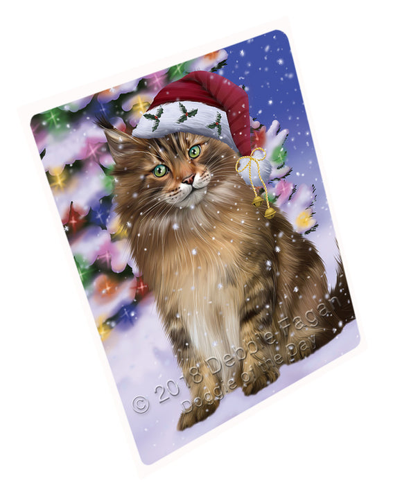 Winterland Wonderland Maine Coon Cat In Christmas Holiday Scenic Background Cutting Board C65742