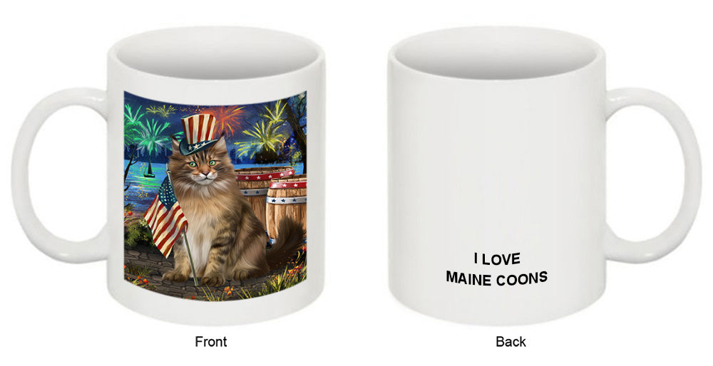 4th of July Independence Day Firework Maine Coon Cat Coffee Mug MUG49450