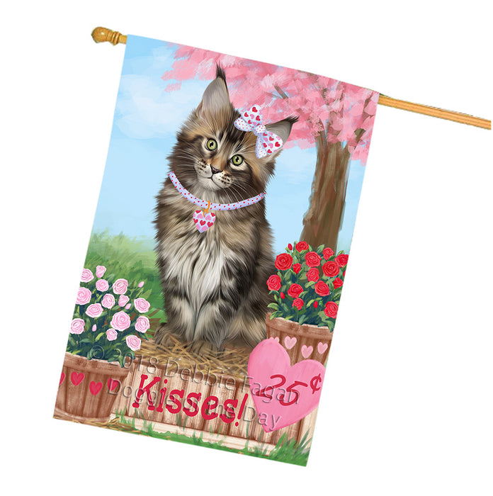 Rosie 25 Cent Kisses Maine Coon Cat House Flag FLG56648