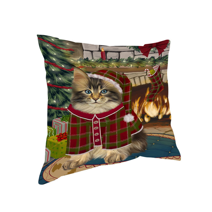 The Stocking was Hung Maine Coon Cat Pillow PIL70352