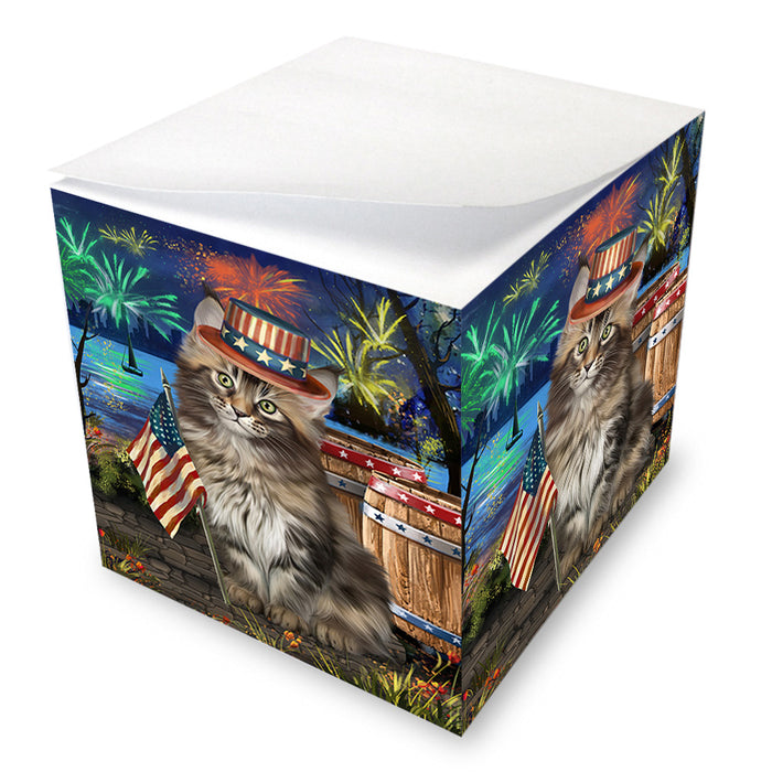 4th of July Independence Day Firework Maine Coon Cat Note Cube NOC55699