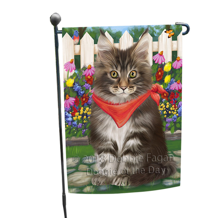 Spring Floral Maine Coon Cat Garden Flag GFLG52213