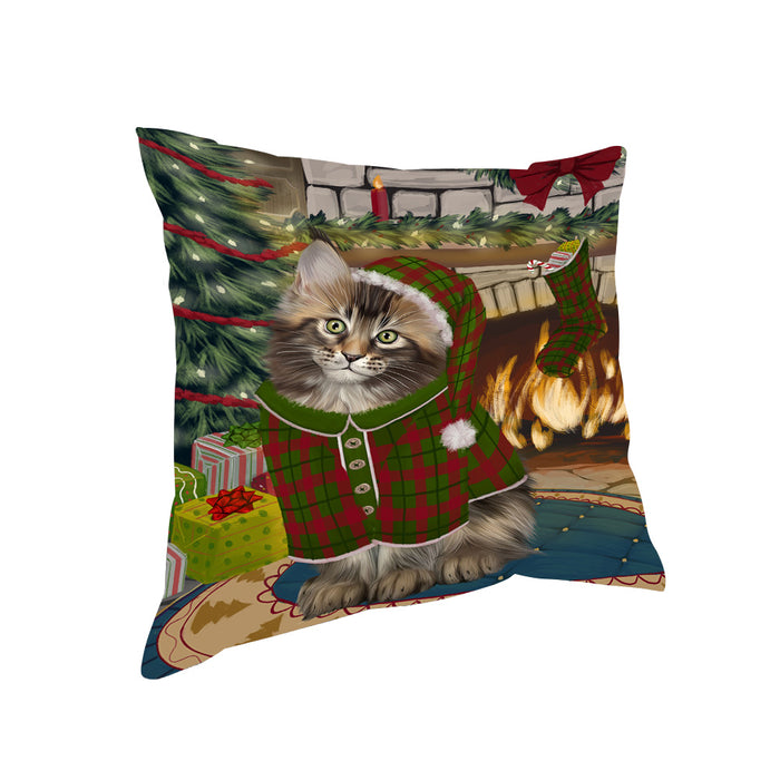 The Stocking was Hung Maine Coon Cat Pillow PIL70356