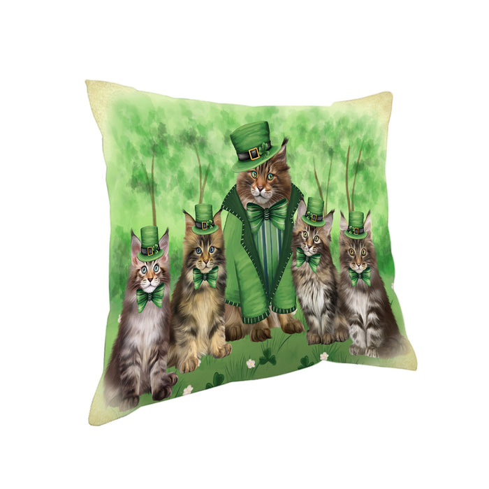 St. Patricks Day Irish Portrait Maine Coon Cats Pillow PIL86196