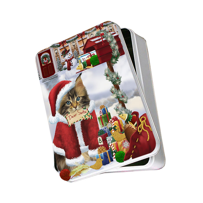 Maine Coon Cat Dear Santa Letter Christmas Holiday Mailbox Photo Storage Tin PITN53545