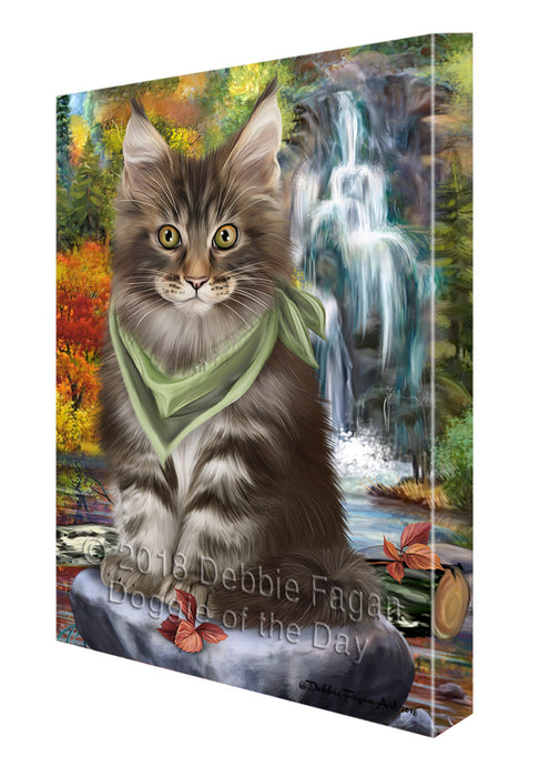 Scenic Waterfall Maine Coon Cat Canvas Print Wall Art Décor CVS84500