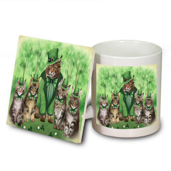 St. Patricks Day Irish Portrait Maine Coon Cats Mug and Coaster Set MUC57013