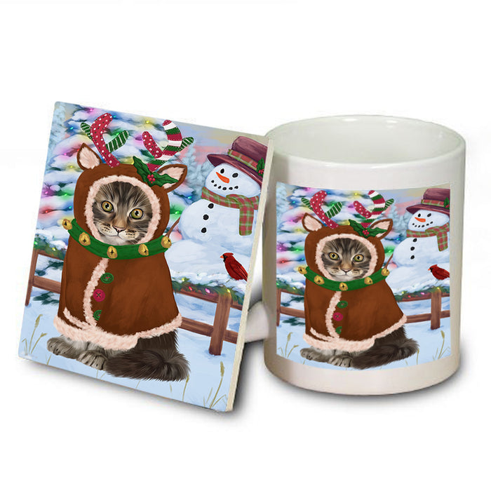 Christmas Gingerbread House Candyfest Maine Coon Cat Mug and Coaster Set MUC56439